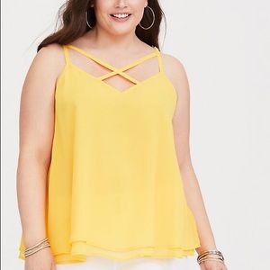 YELLOW DOUBLE LAYER CHIFFON SWING CAMI
